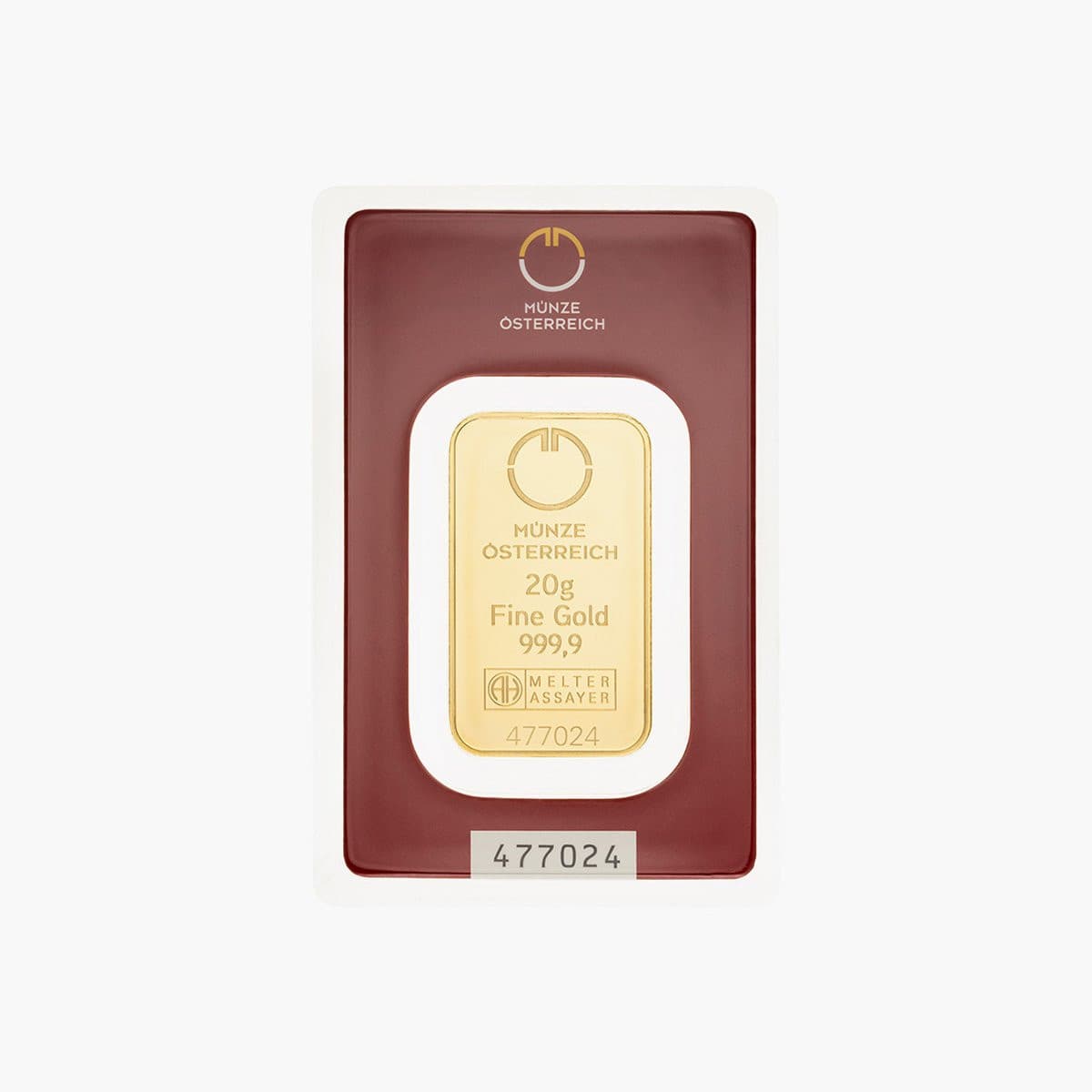 20 g Gold bar Austrian Mint, Austria