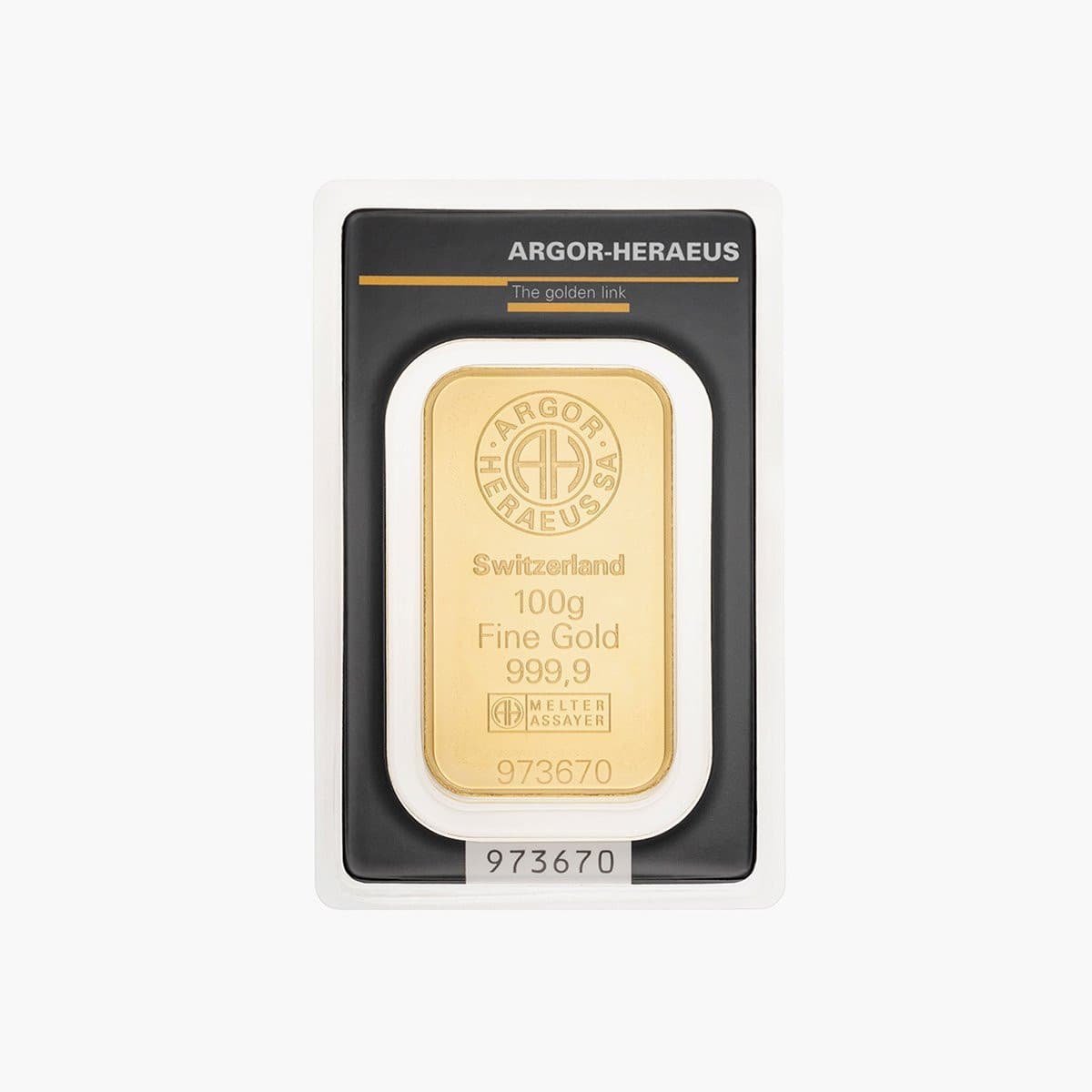 100 g Gold bar Argor-Heraeus, Switzerland