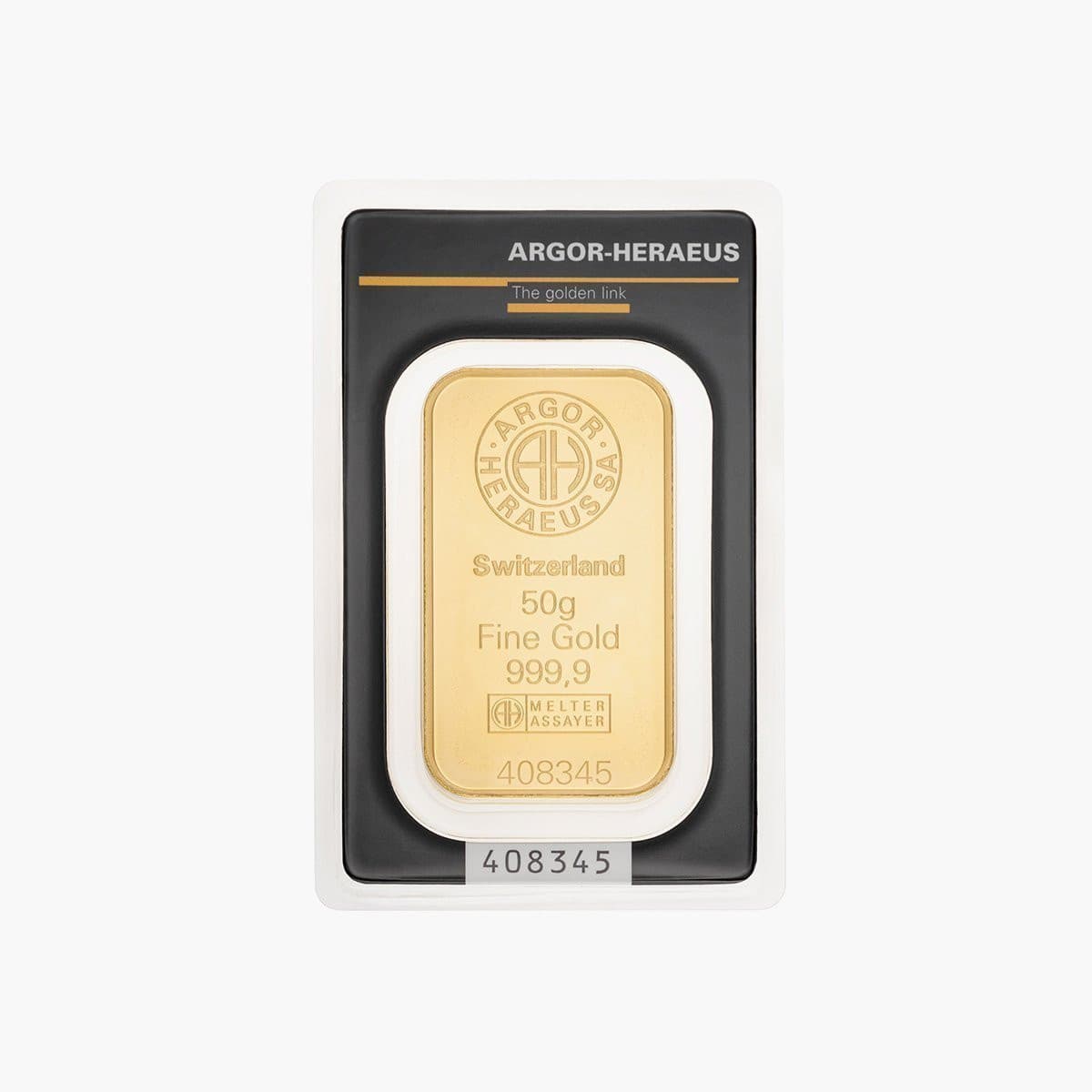 50 g Gold bar Argor-Heraeus, Switzerland