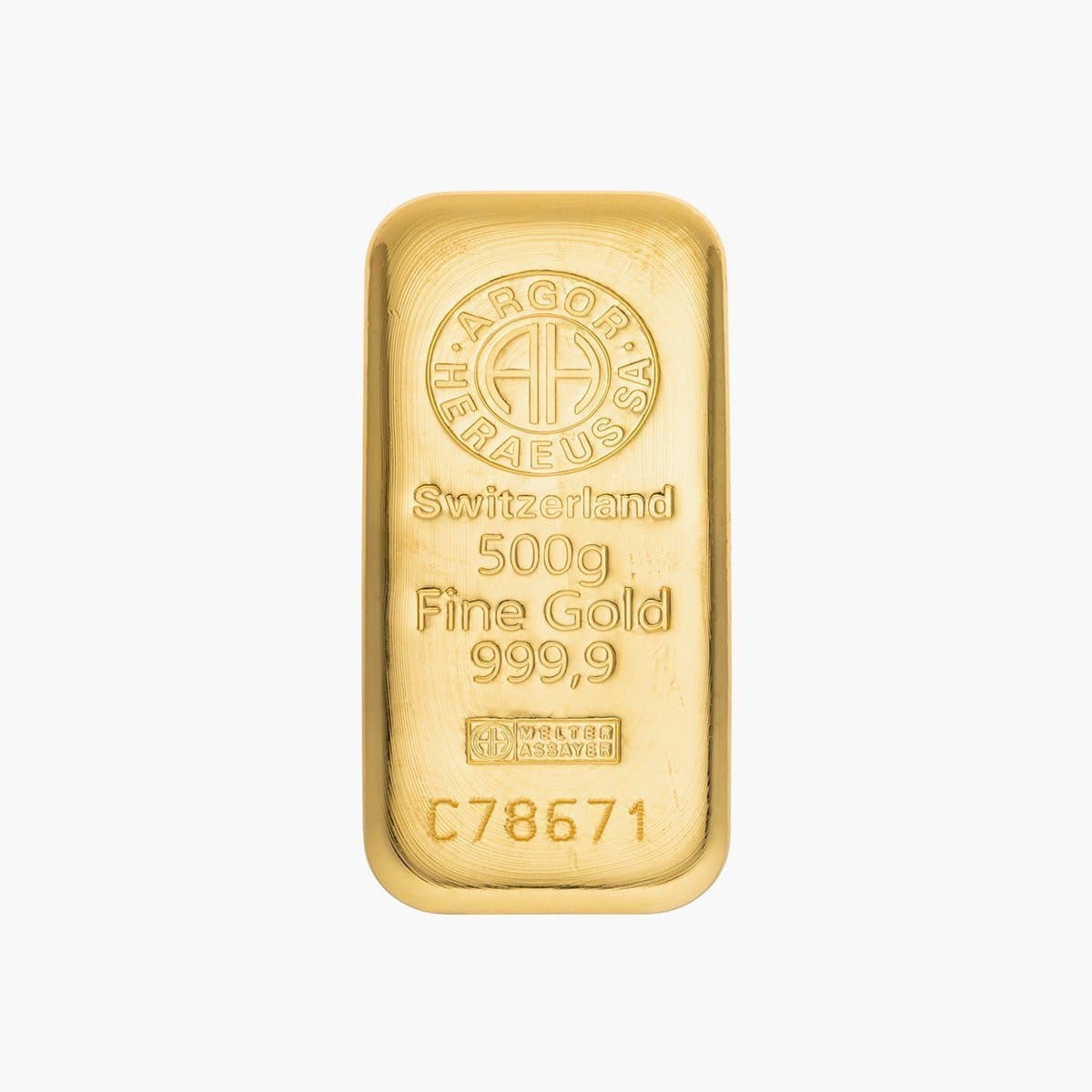 500 g Gold bar Argor-Heraeus, Switzerland