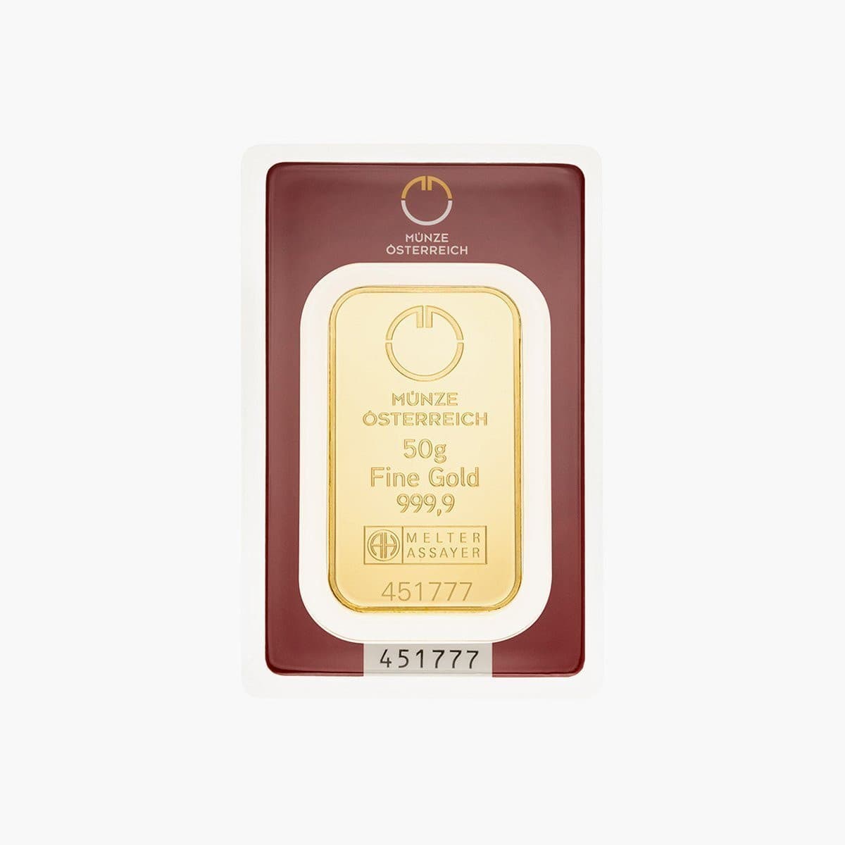 50 g Gold bar Austrian Mint, Austria